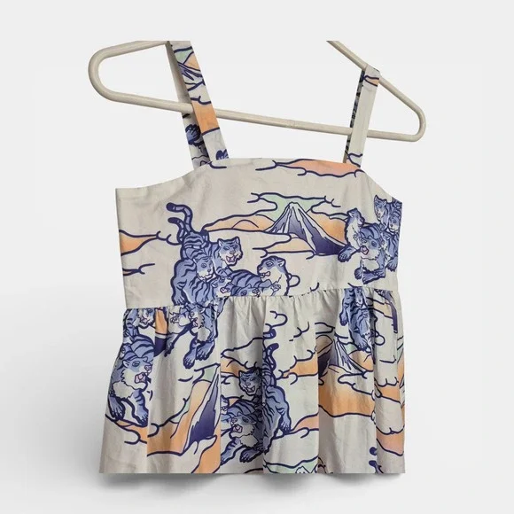 Kenzo Kids Girls 12A Tiger Mountain Print Cotton Tiered Dress NWT Tween - Picture 4 of 8